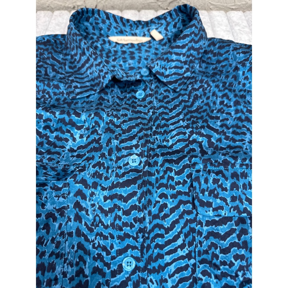 Soft Surroundings Womens XL Silk Abstract‎ Animal Print Button Down Shirt 2BY45